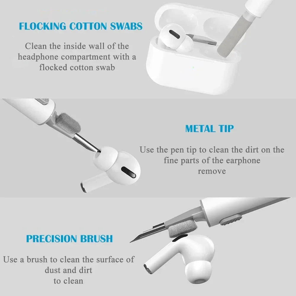 3-in-1 Earphone Cleaning Pen for AirPods & Wireless Earbuds Earphone Cleaning Tool Qst