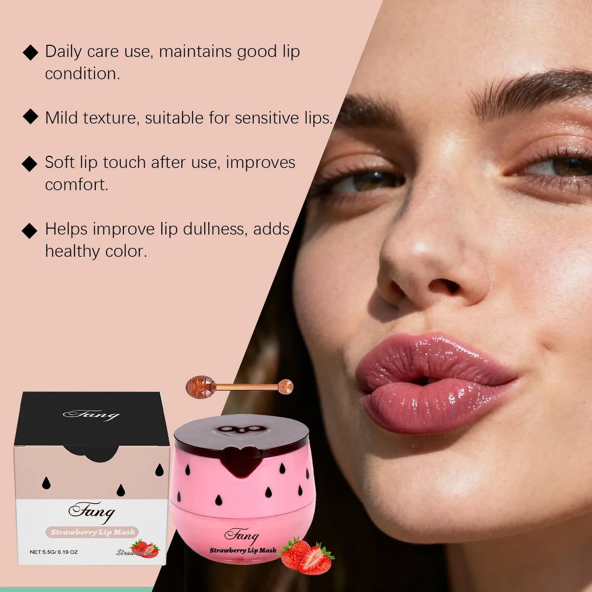 Strawberry Overnight Lip Mask – Hydrating Sleeping Lip Treatment Sleeping Lip Mask Qst