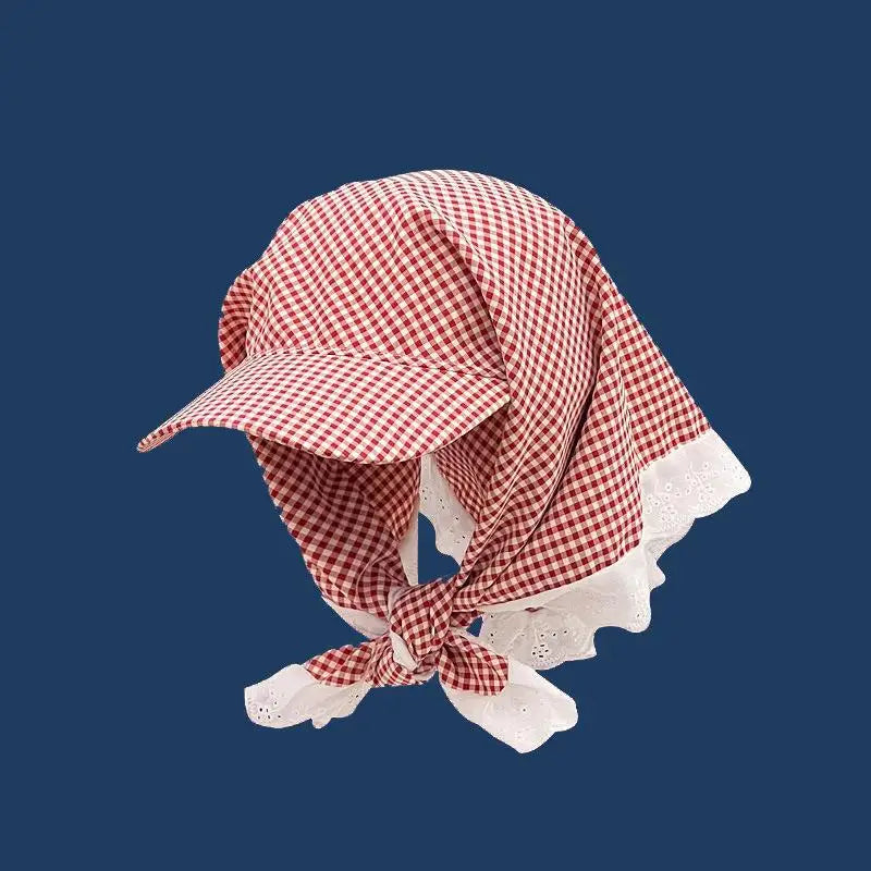 Women's Plaid Triangular Headscarf Cap – Sun Visor Hat Sun Visor Cap Qst A1
