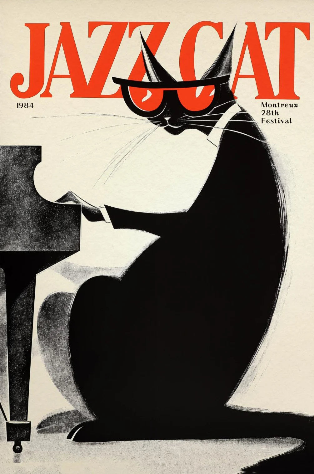 Vintage Jazz Black Cat Canvas Wall Art – Retro Music Poster Canvas Wall Art Qst 2 20X30cm No Framed