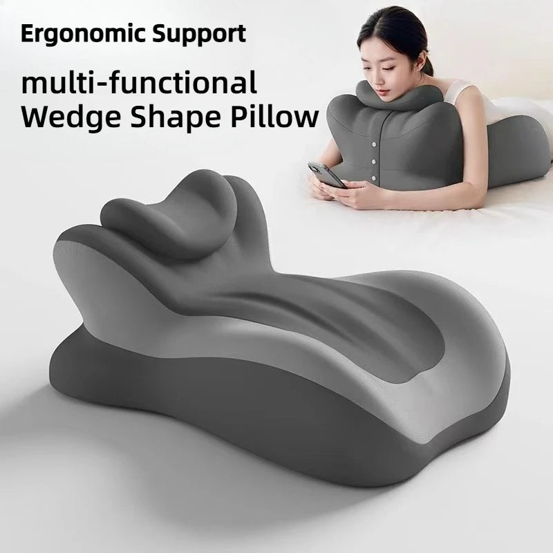 Memory Foam Wedge Pillow – Neck, Leg & Reading Ergonomic Support Wedge Support Pillow Qst