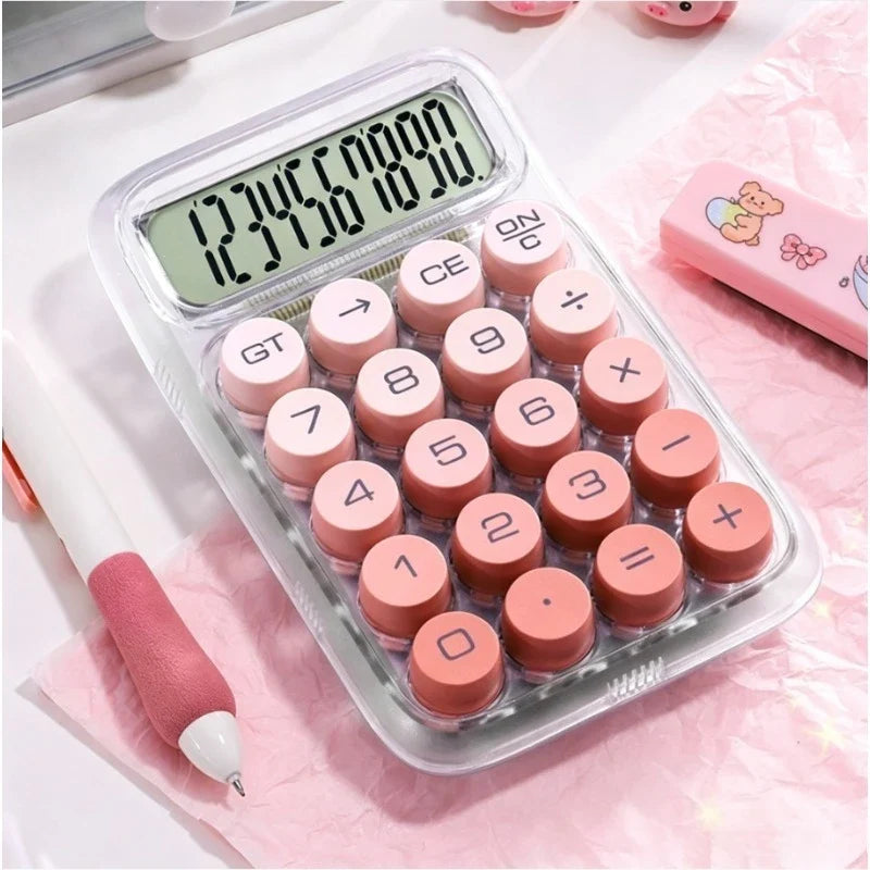 Transparent Gradient Desktop Calculator – Cute Colorful Office Desktop Calculator Qme pink
