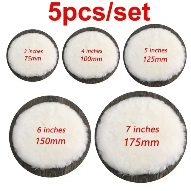 Car Polishing Wool Sponge Pad 3–6 Inch | Auto Wax Buffing Disk Car Polishing Pad Qme 5pcs set
