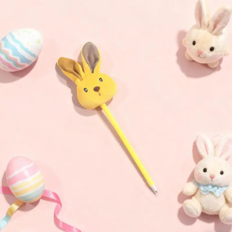 Kawaii Rabbit Plush Ballpoint Pen | Cute Easter Bunny Writing Pen Novelty Ballpoint Pen Qme