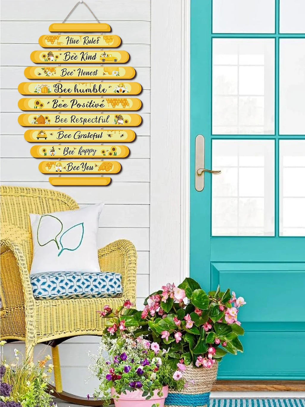 Bee Beehive Rules Wooden Wall Plaque – Bumblebee Home Decor Wooden Wall Plaque Qme