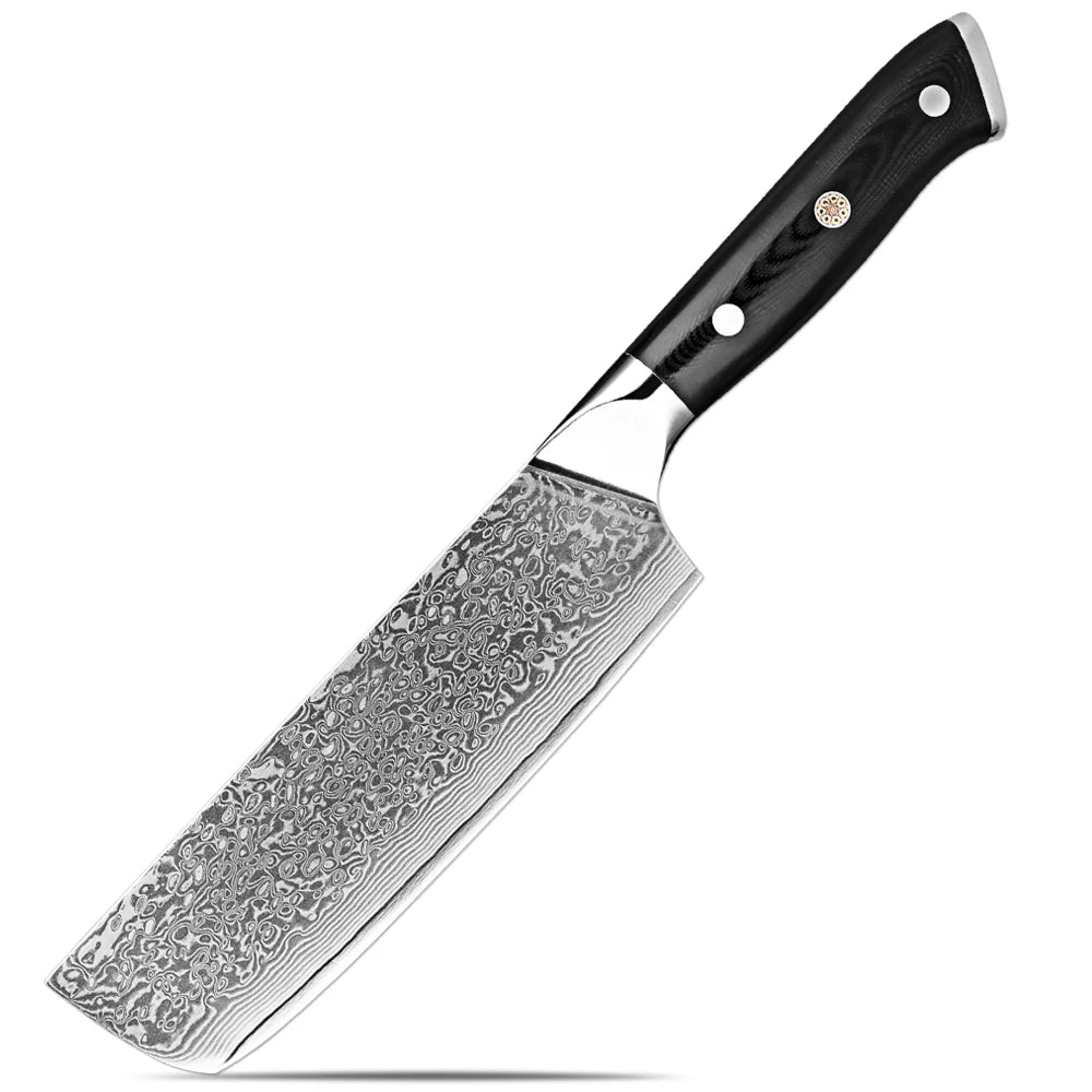 XITUO 7" Damascus Nakiri Knife – 67-Layer VG10 Steel & G10 Handle Damascus Nakiri Knife Qst Nakiri Knife