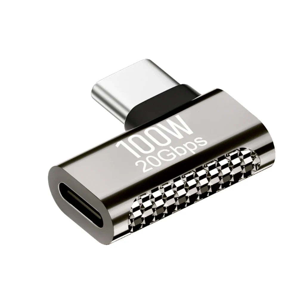 USB-C 90° Adapter 20Gbps OTG 8K 4K 100W Fast Charging USB-C Adapter Qme side bend