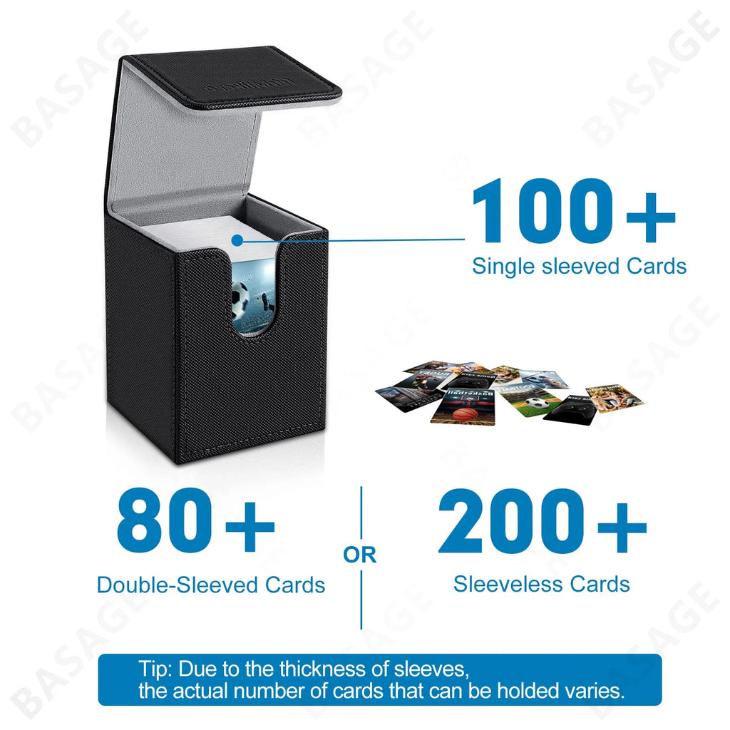 Leather Card Deck Box – Holds 100+ Sleeved Cards & 2 Dividers Card Deck Box Qme