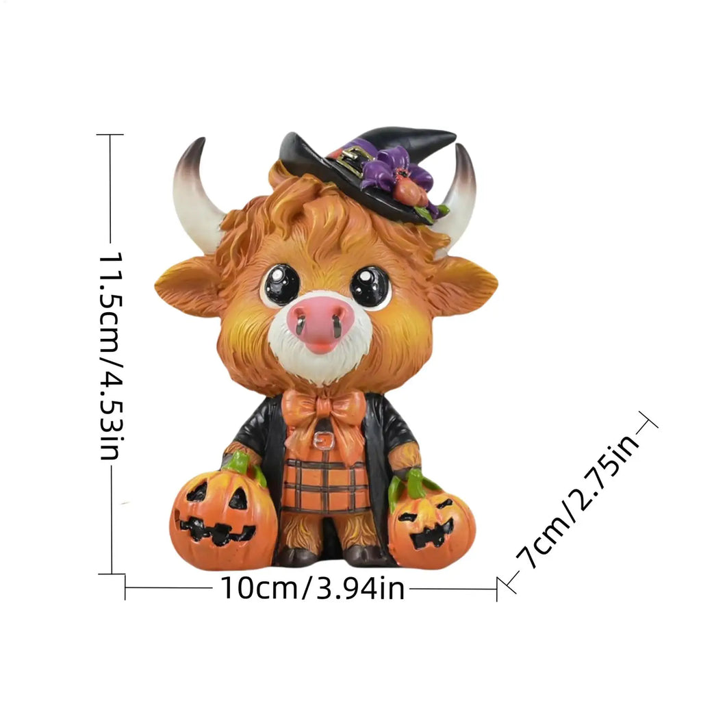 Halloween Highland Cow Gnome Resin Figurine | Festive Decor Halloween Resin Figurine Qme