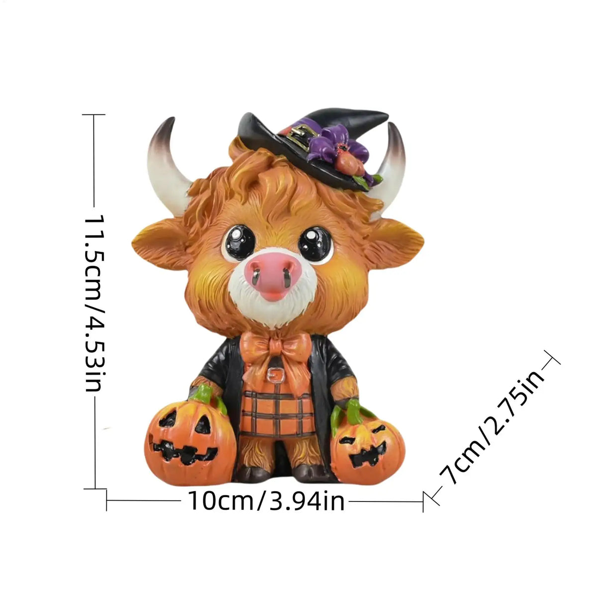 Halloween Highland Cow Gnome Resin Figurine | Festive Decor Halloween Resin Figurine Qme