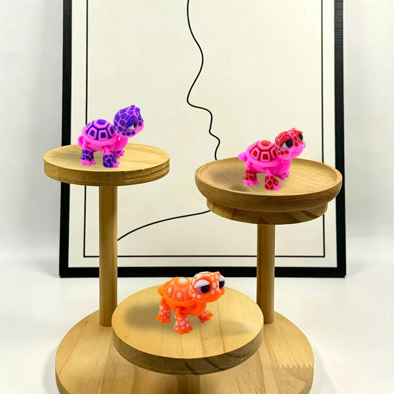 3D Printed Articulated Turtle Figure – Cartoon Animal Desk Toy Animal Figure Toy Qst