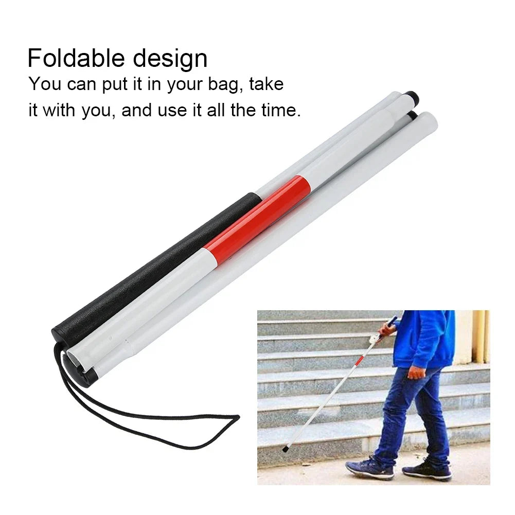 Foldable Reflective Walking Cane | Portable Anti-Shock Stick Folding Walking Cane Qme