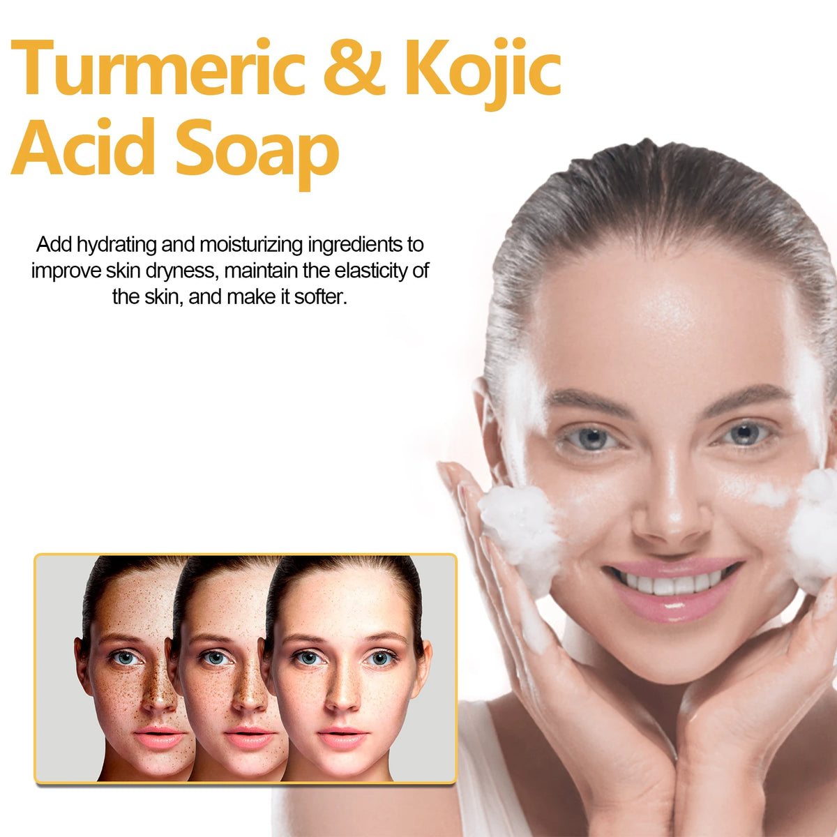 EELHOE Turmeric Kojic Acid Brightening Soap Bar 100g Brightening Cleansing Soap Qst