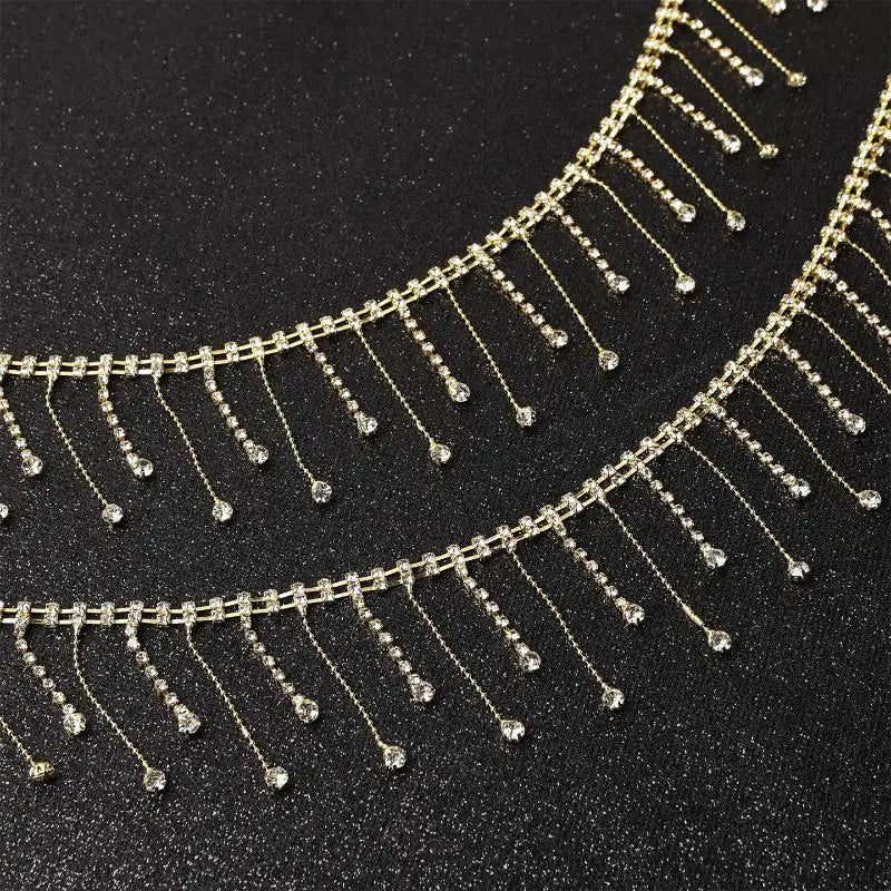 Rhinestone Fringe Trim Crystal Tassel Chain – DIY Sewing Rhinestone Fringe Trim Qst I