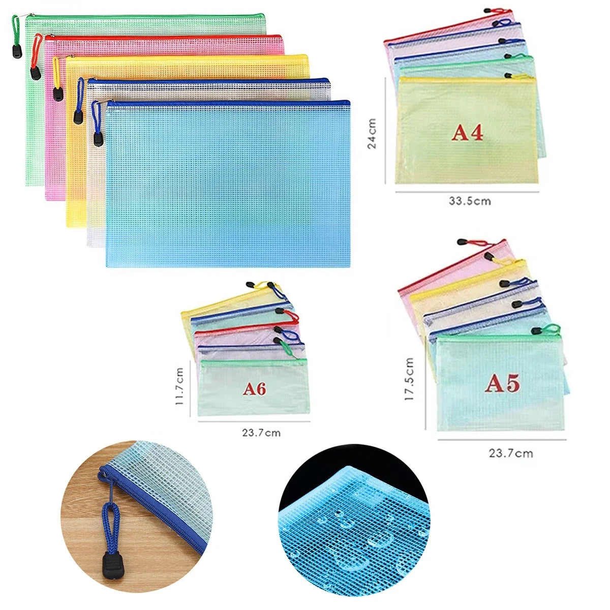 Mesh Zipper File Pouch A4 A5 A6 Document Storage Folder Zipper File Pouch Qme