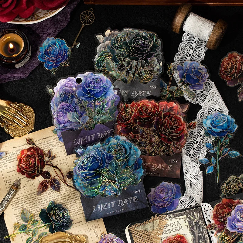 Retro Rose Sticker Sheets – Junk Journal & Scrapbook Decor Craft Sticker Sheets Qme