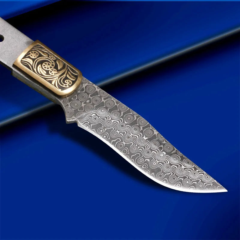 Damascus Steel Fixed Blade Knife Blank – DIY Billet DMDIY-26 Knife Blank Billet Qst