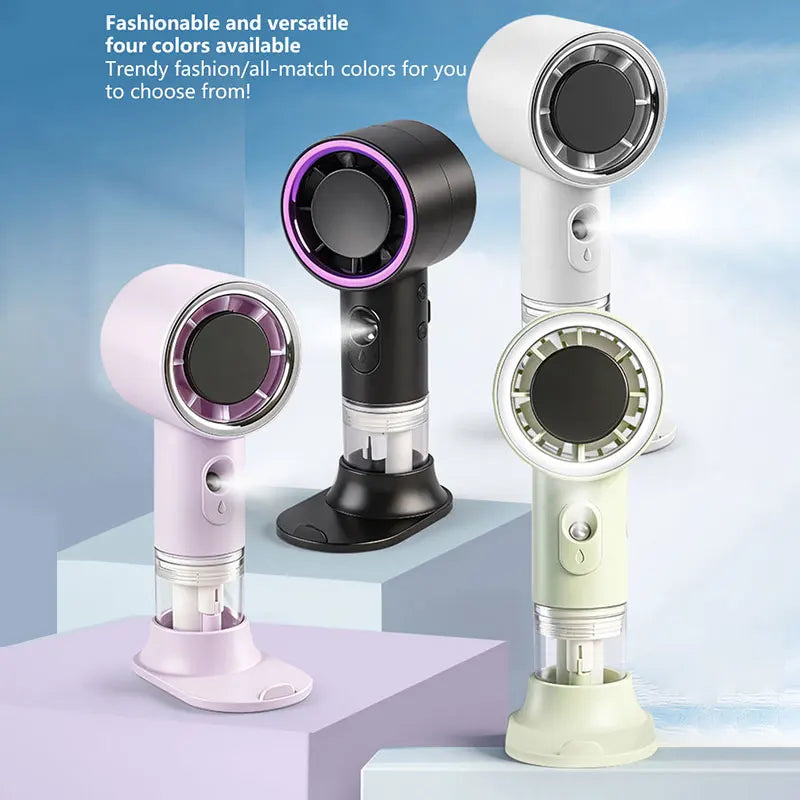 Portable Mist Spray Fan – USB Rechargeable 3-Speed Mini Fan Handheld Mist Fan Qst
