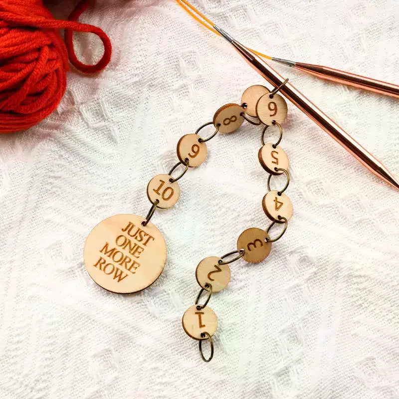Wooden Knitting Ruler Gauge & Locking Stitch Markers – 6 Colors Knitting Stitch Markers Qme