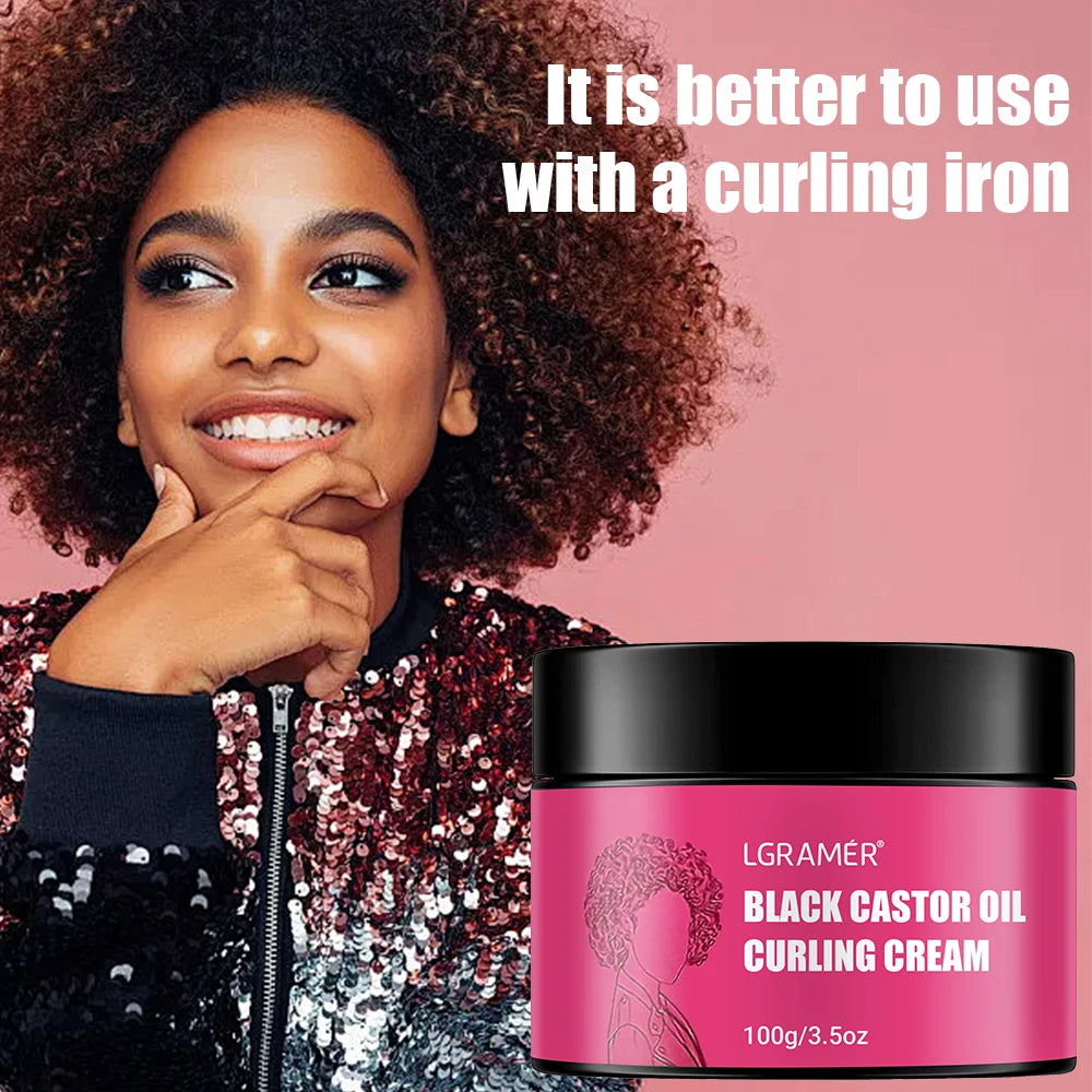 LGRAMÉR Black Castor Oil Curl Defining Anti-Frizz Cream 100g Curl Defining Cream Qst