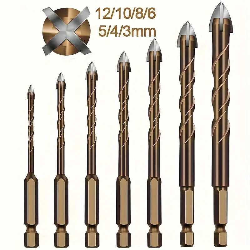Cross Hexagon Carbide Tile Drill Bits – Glass Ceramic Metal Set Carbide Drill Bit Set Qme