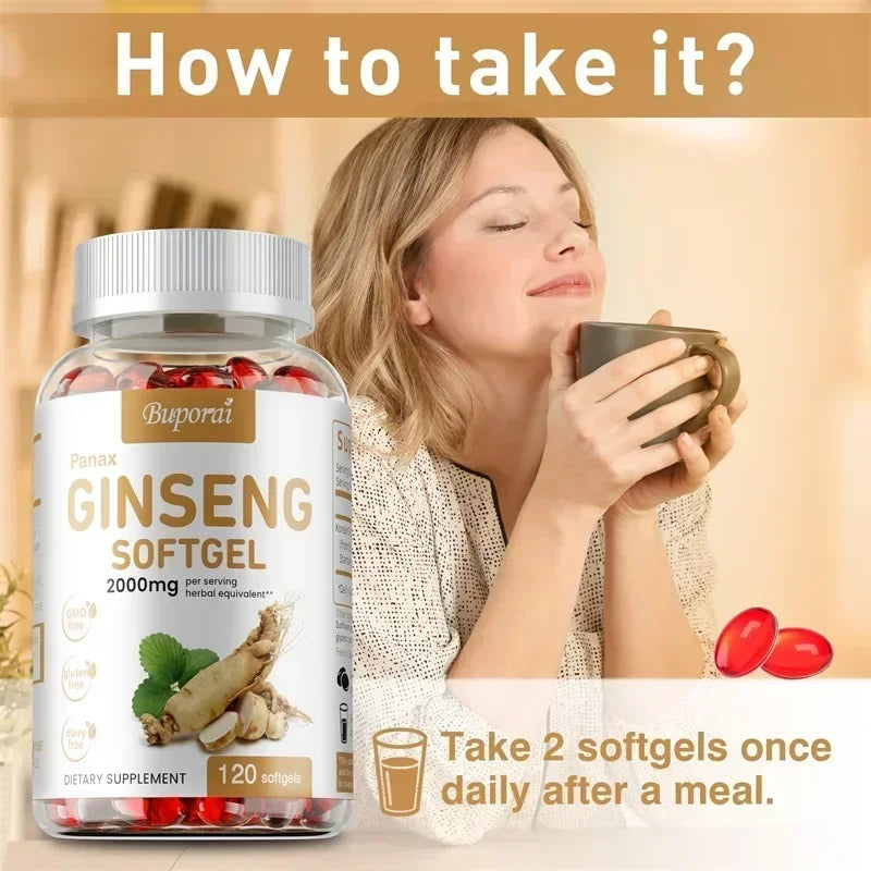 Red Panax Ginseng Capsules – Energy, Immunity & Antioxidant Herbal Supplement Qst