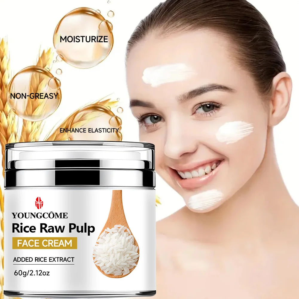 YOUNGCOME Rice Pulp Hydrating Moisturizer Cream 30g/60g Facial Moisturizer Cream Qst