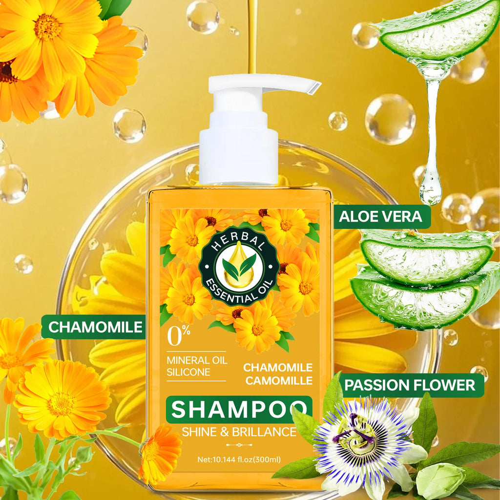 Herbal Essential Oil Shampoo – Chamomile, Aloe & Passion Fruit 300ml Herbal Hair Shampoo Qst