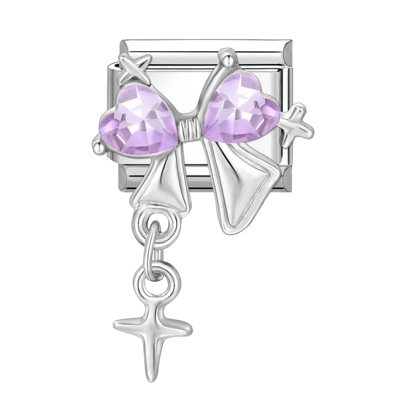 Zircon Butterfly Heart Italian Charm Links – 41 Colors Italian Charm Links Qme S 35