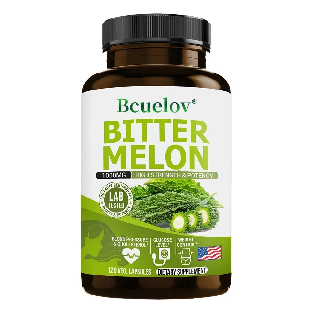 Bitter Melon Extract 1000mg Capsules – Blood Sugar & Immunity Herbal Supplement Qst 120 count