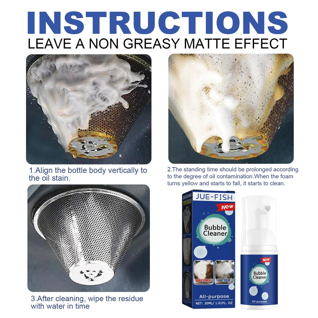 Bubble Cleaner Spray – Kitchen Grease & Oil Stain Remover Foam Kitchen Degreaser Spray Qme