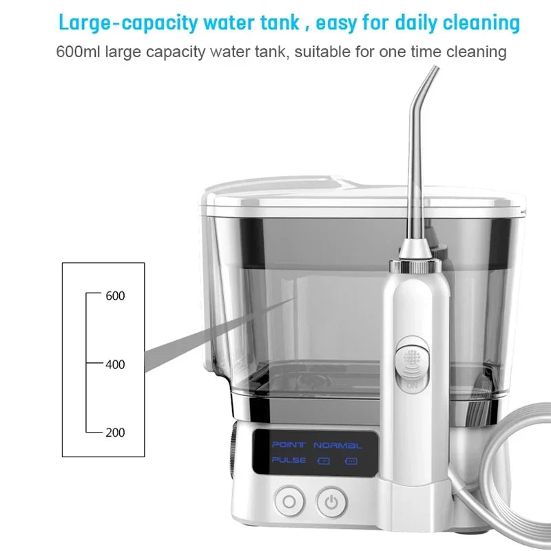 Portable Water Flosser Oral Irrigator – 10 Modes, 600ml Water Flosser Qst