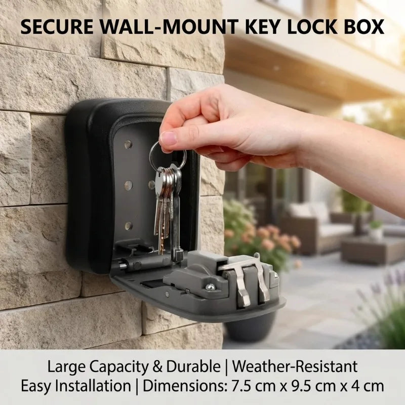 Wall Mount Key Lock Box 4-Digit Combination Code Security Safe Key Lock Box Qme