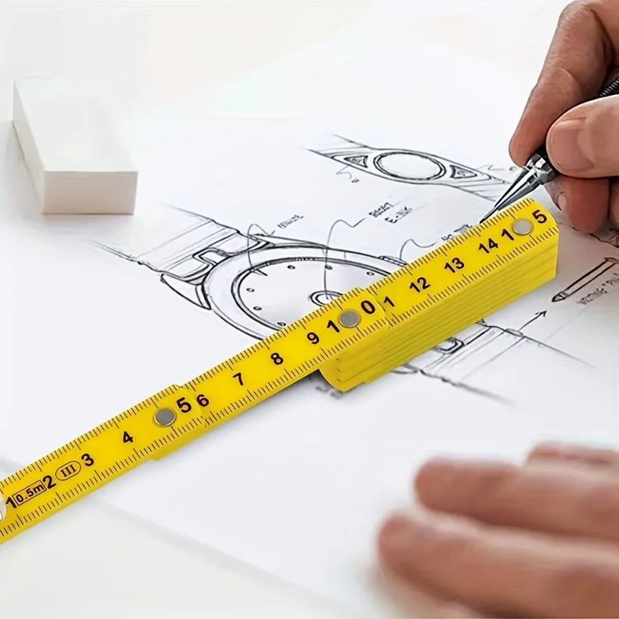 Mini Folding Ruler Keychain – Portable Plastic Measuring Tool Folding Keychain Ruler Qme