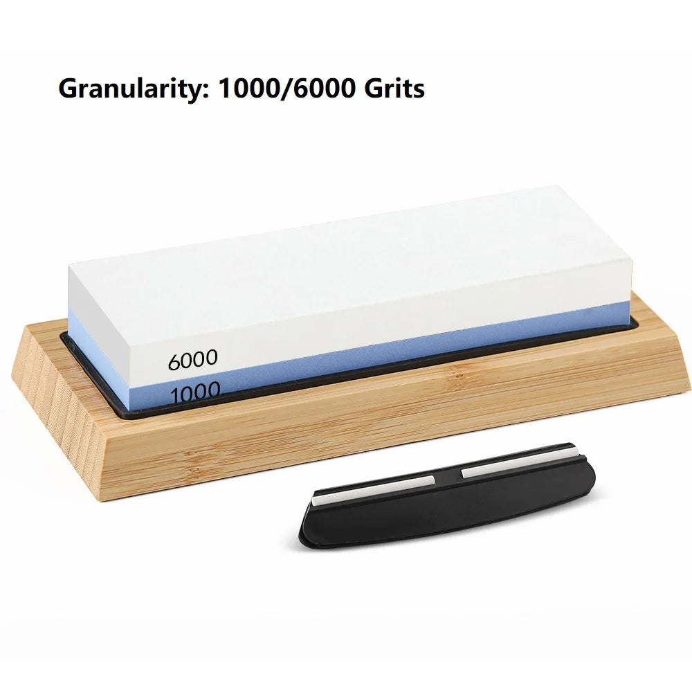 TURWHO Double-Sided Whetstone Set – Grit 240–10000 Whetstone Sharpener Qst 1000 6000 bamboo L