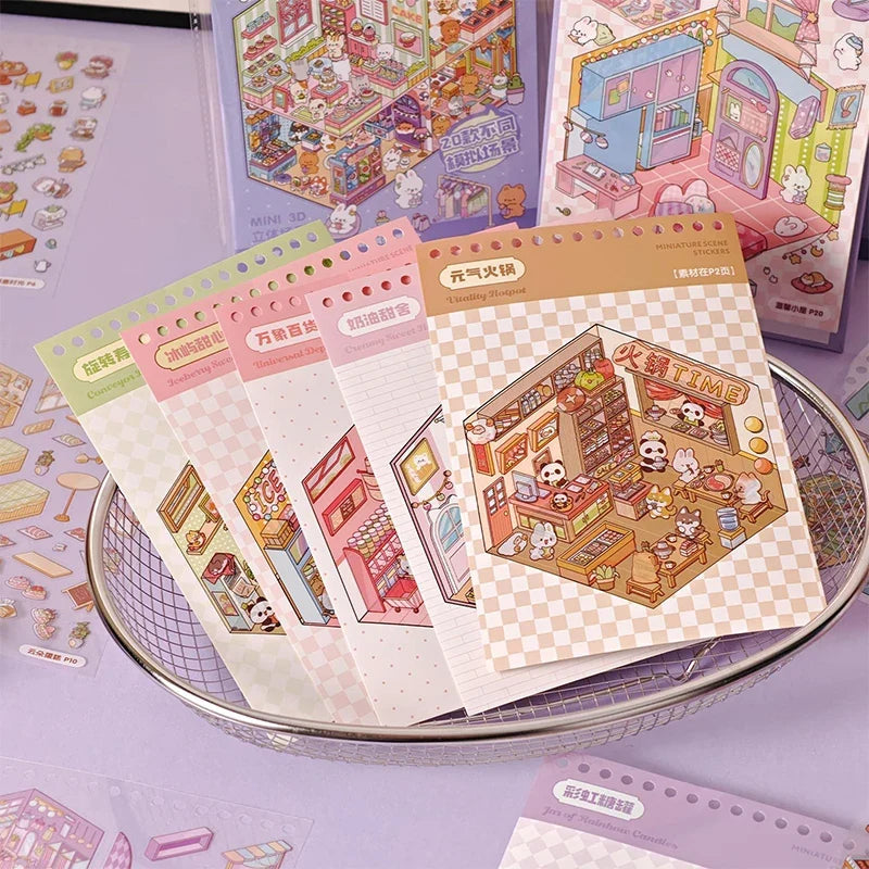 3D Diorama Sticker Book – Miniature House Scenes Craft Kit Kids Craft Sticker Book Qme Default Title