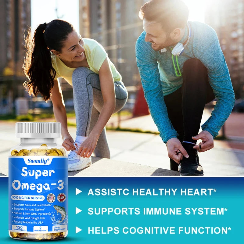 Omega 3 Fish Oil DHA & EPA Triple Strength – 120 Capsules Fish Oil Supplement Qst