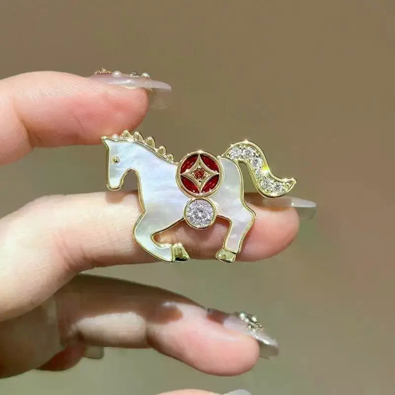 Zodiac Horse Brooch – Dripping Oil Enamel Pony Lapel Pin Enamel Lapel Pin Qme