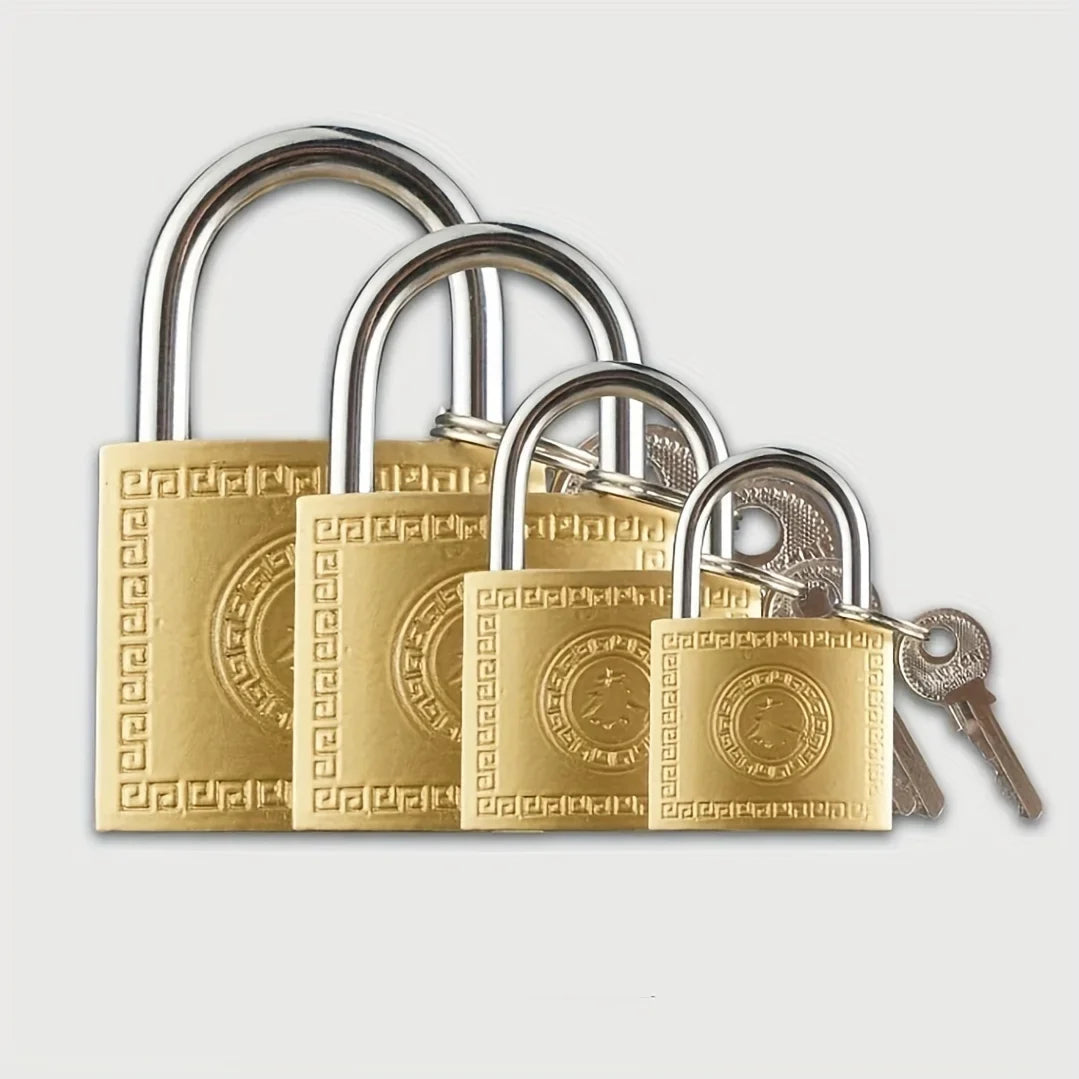 Vintage Brass Padlock Heavy Duty Lock with 2 Keys | Anti-Rust Brass Padlock Qme
