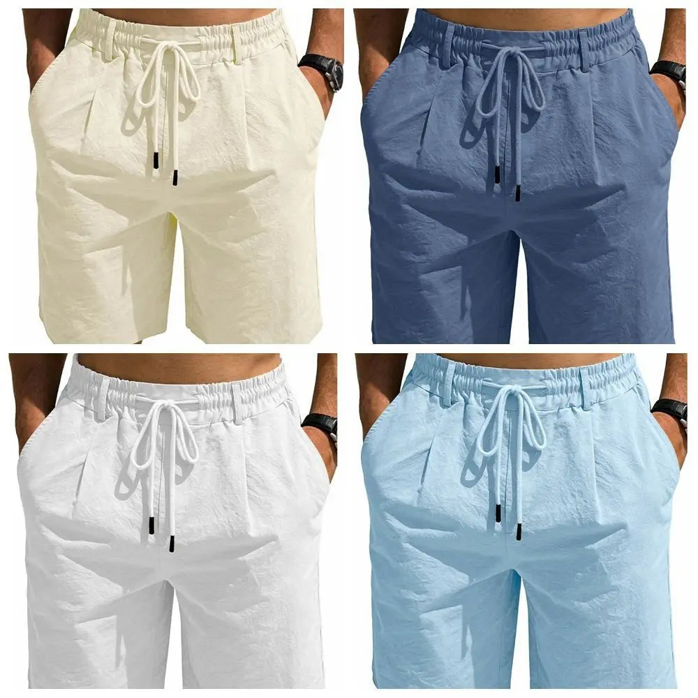 Men's Elastic Waist Drawstring Shorts – Lightweight Loose Fit Men's Casual Shorts Qme
