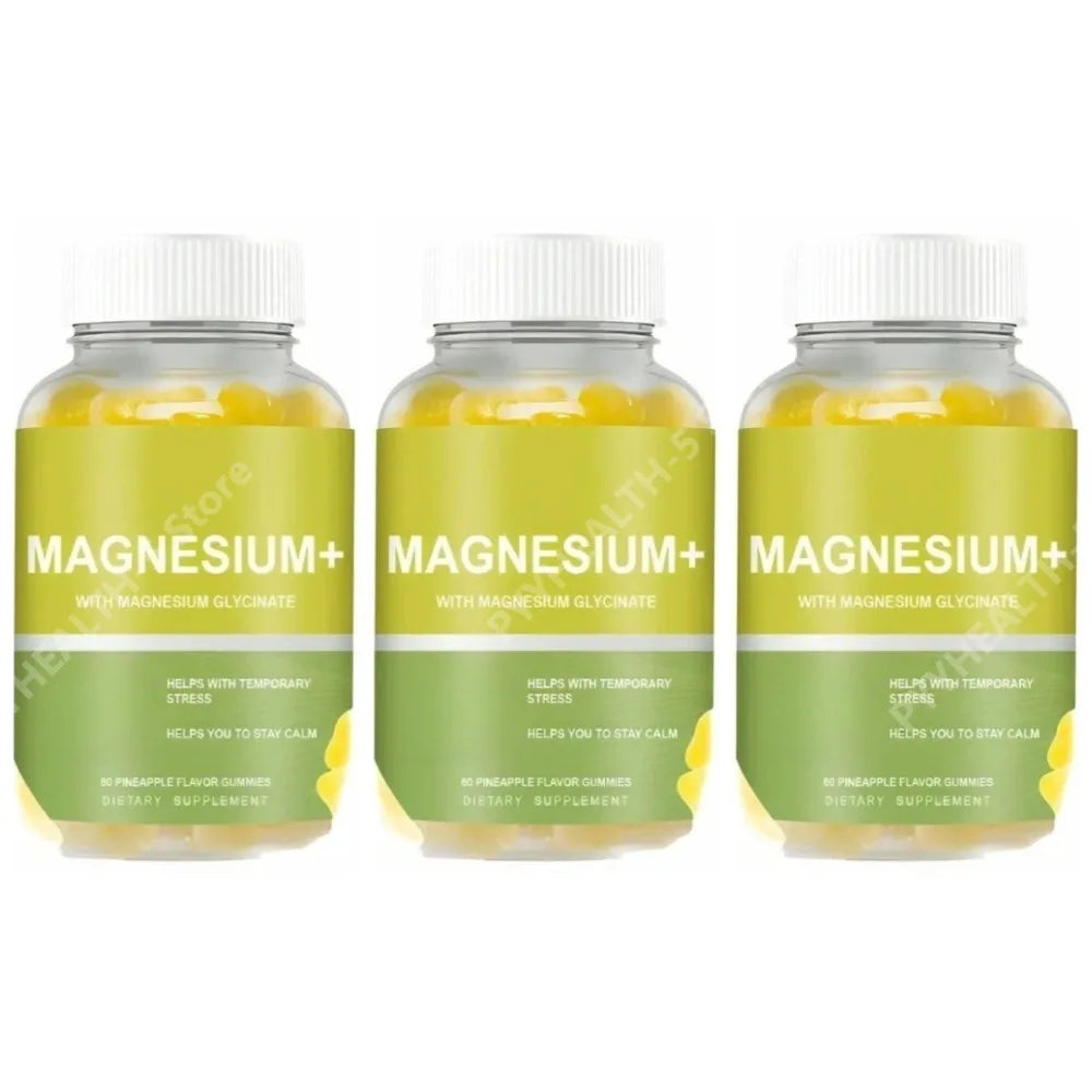 Magnesium Glycinate Gummies 60ct – Pineapple, Sugar Free Magnesium Supplement Qst