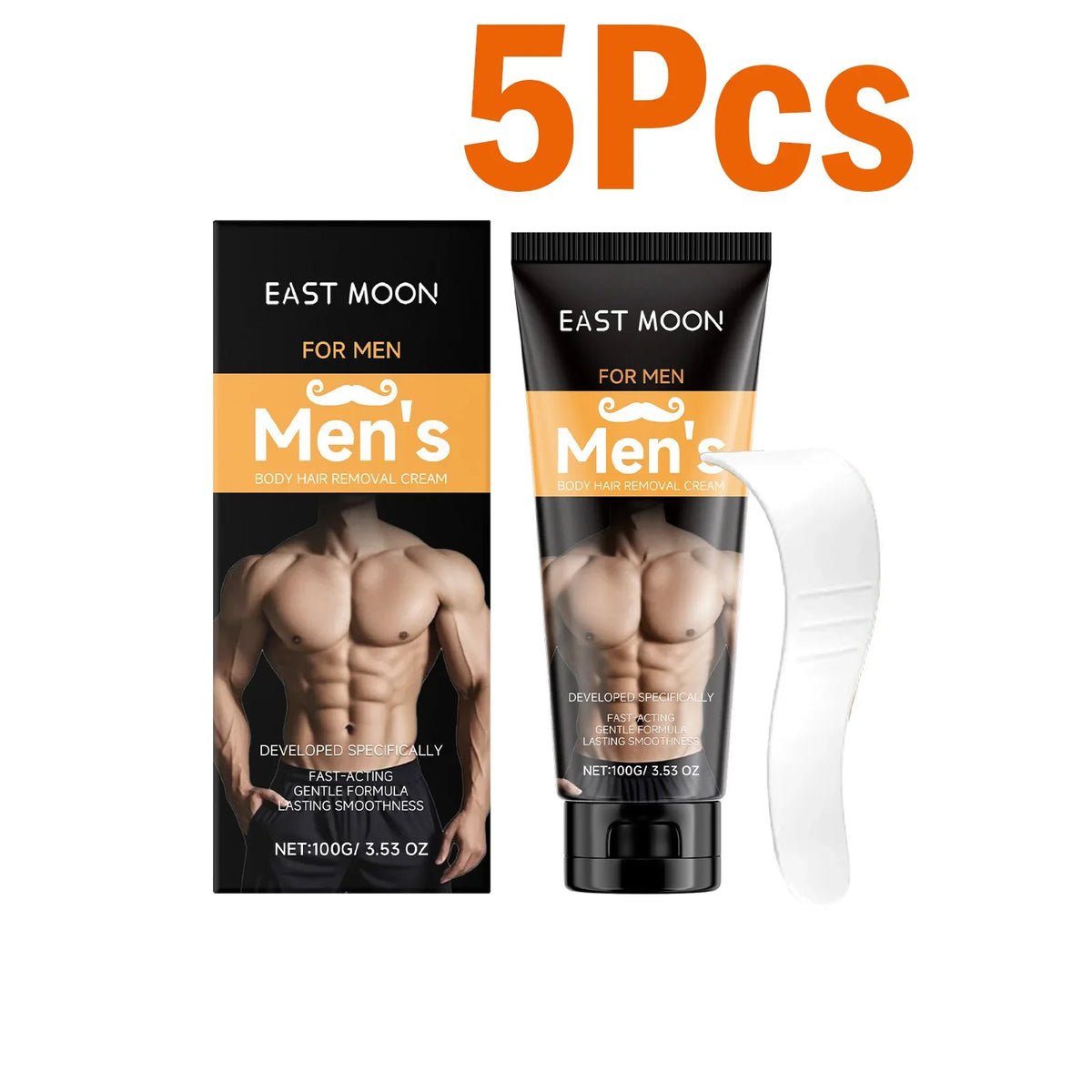 Men's Hair Removal Cream & Scraper – Fast-Acting Depilatory Hair Removal Cream Qme 5 x 100g Boxed