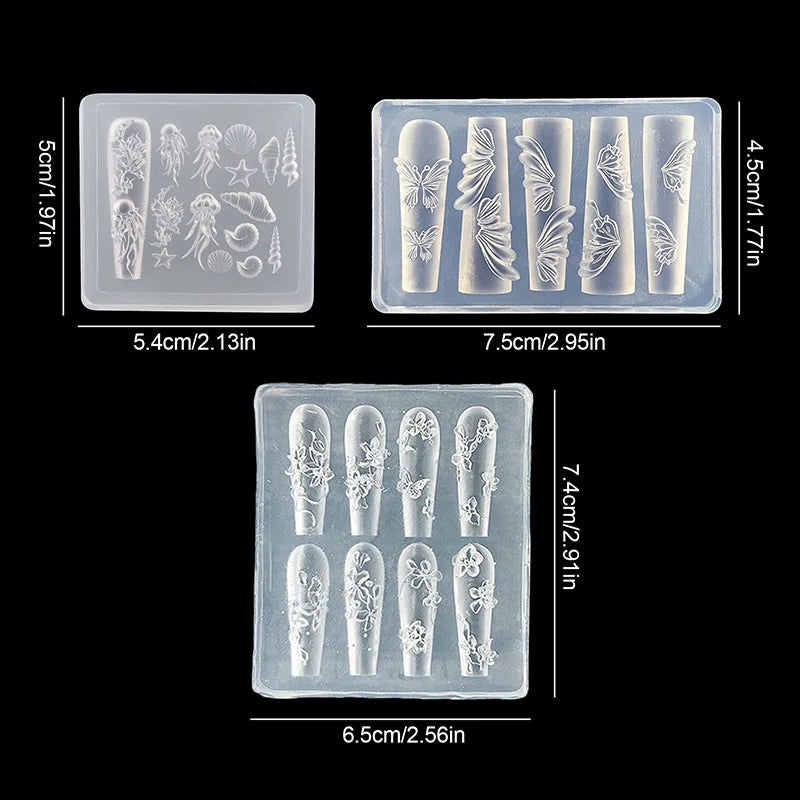 3D Silicone Nail Art Mold – Flower, Butterfly & Shell Designs Nail Art Mold Qst