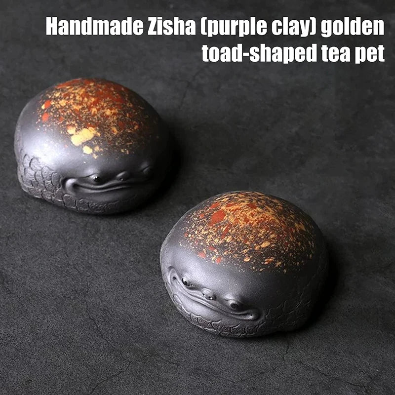 Three-Legged Toad Purple Clay Tea Pet Ornament – Handmade Tea Pet Figurine Qme