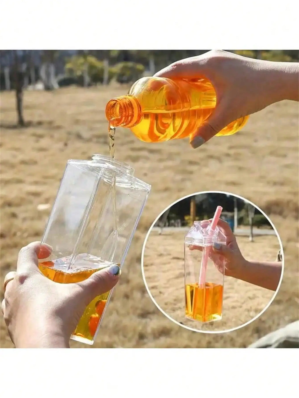 Milk Box Shaped Water Bottle | Large Capacity Transparent Novelty Water Bottle Qme