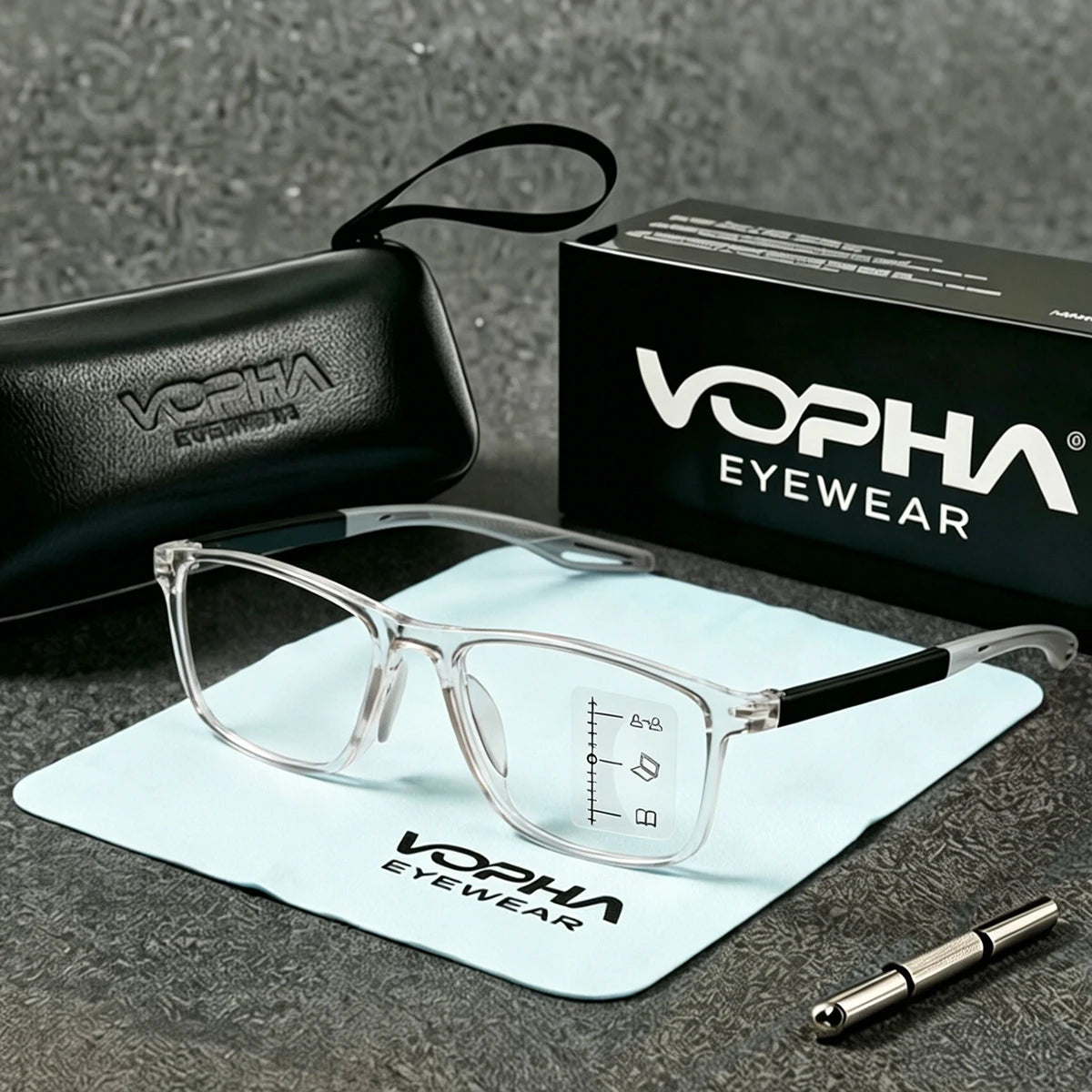 VOPHA Multifocal Reading Glasses Blue Light Blocking Up to +3.0 Multifocal Reading Glasses Qst 300 Clear