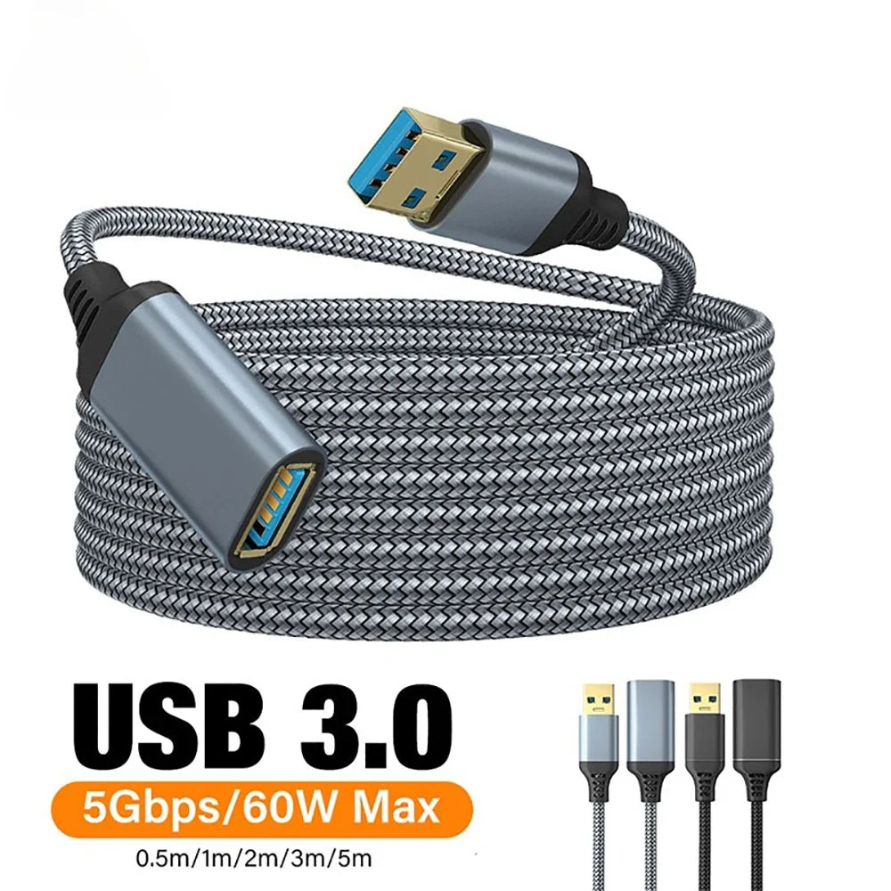 USB 3.0 Extension Cable 0.5m–5m | Nylon Braided Male to Female USB Extension Cable Qme