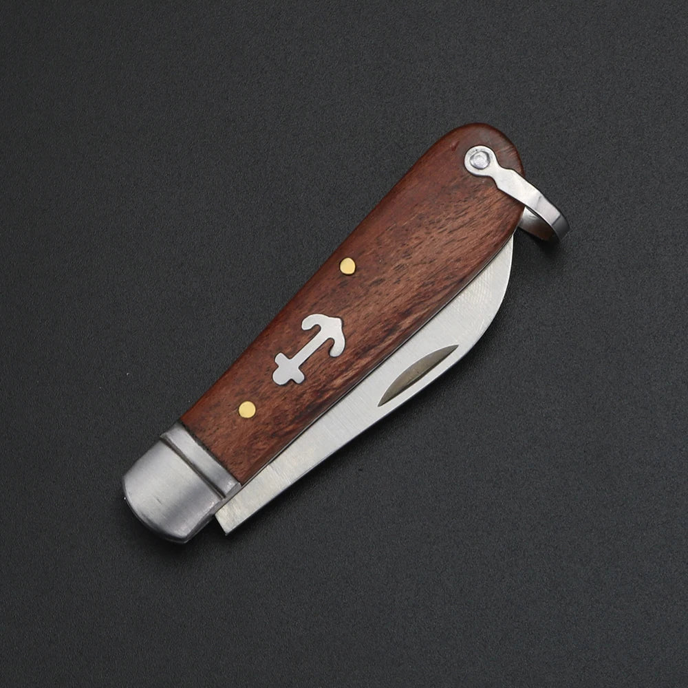 XUANFENG Damascus Folding Knife – Sandalwood Handle EDC Folding Pocket Knife Qst