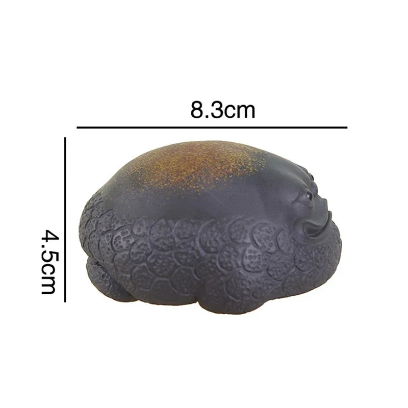 Three-Legged Toad Purple Clay Tea Pet Ornament – Handmade Tea Pet Figurine Qme 1pcs