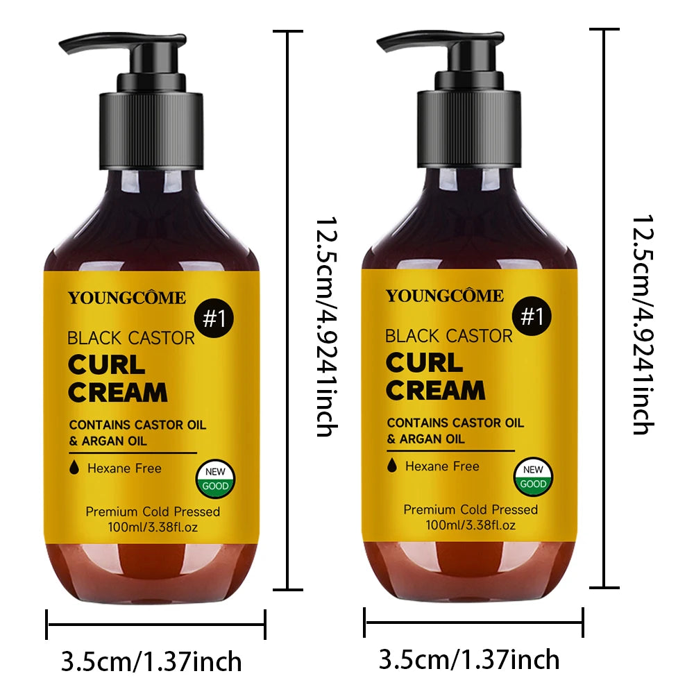 Castor Oil Hair Cream – Strengthen, Nourish & Tame Frizz Hair Treatment Cream Qst 100ml 2pcs